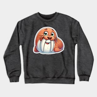 Walrus Kawaii Splash of Forest Frolics and Underwater Whimsy! Crewneck Sweatshirt